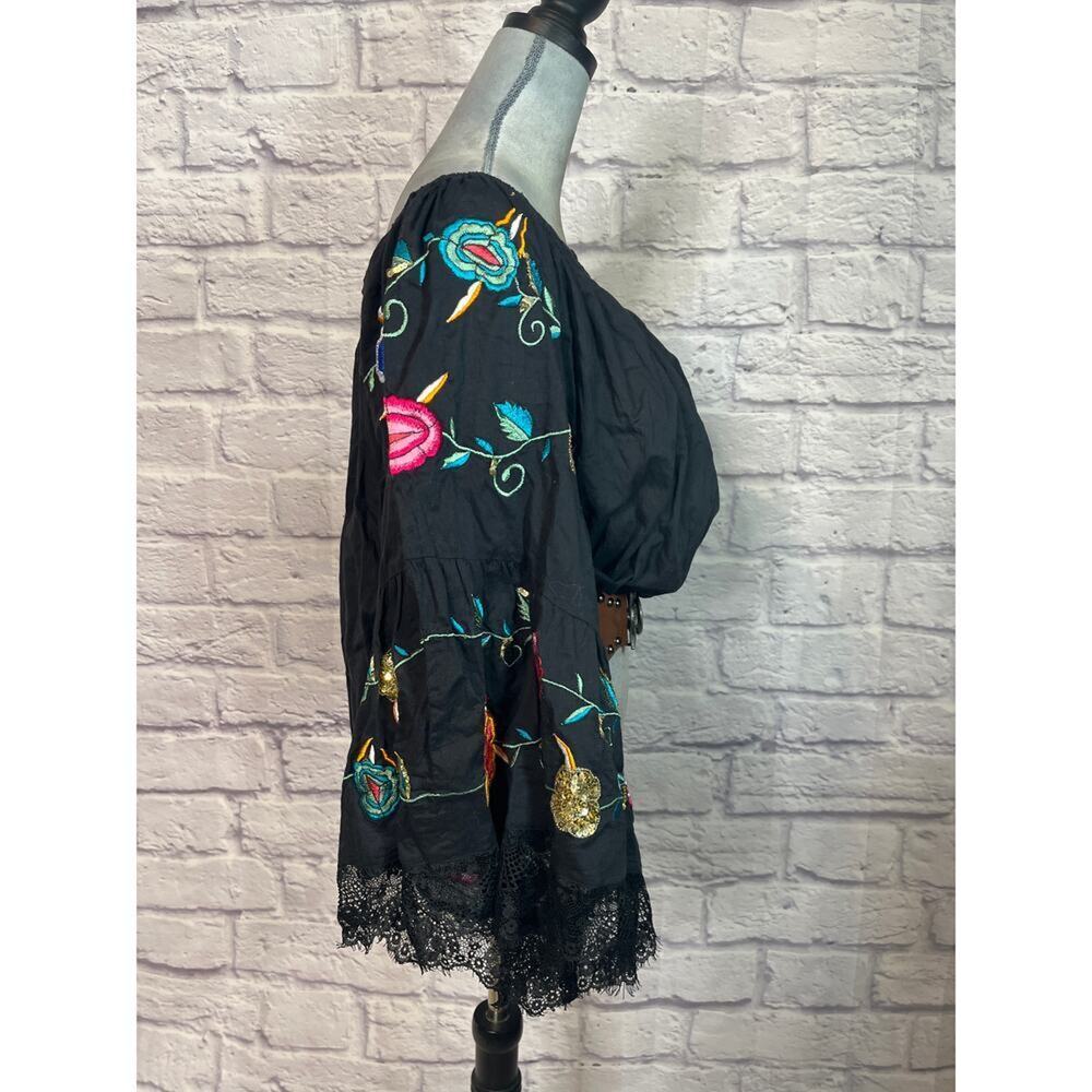 Ruby Yaya cotton gauze whimsigoth smocked embellised blouse - Picture 2 of 11